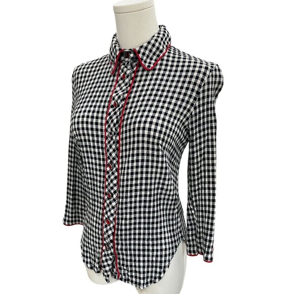 Lady Reiner Cowgirl Couture Gingham Blouse XS Western Retro Cottagecore Chic - Picture 7 of 10